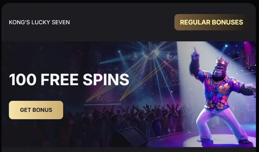 SpinKong Casino free spins bonus offer with slot games and free spins rewards