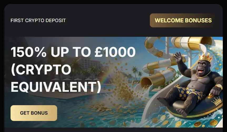 SpinKong Online Casino crypto welcome bonus showing deposit match and promo code