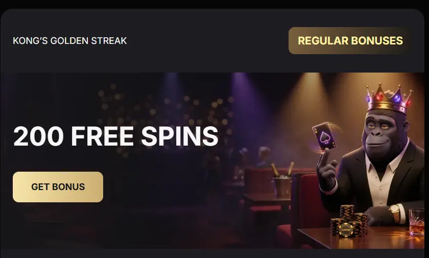 SpinKong UK free spins promotion showing free spins rewards and bonus features