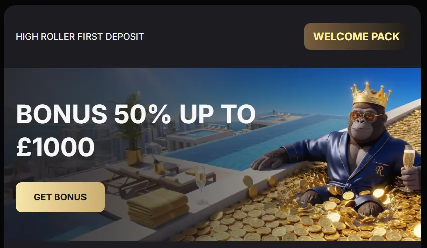 SpinKong Casino Online high roller bonus showing exclusive deposit match offers