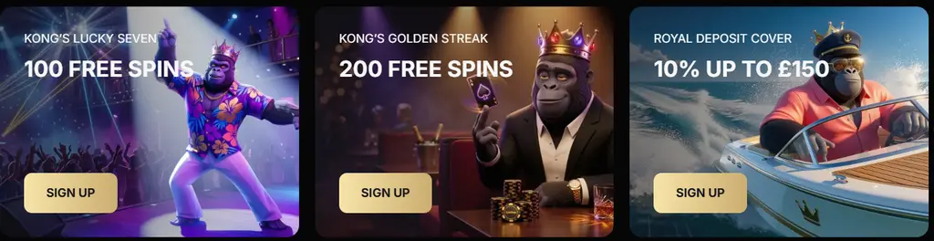 Online Casino SpinKong promotions showing regular bonuses and player rewards