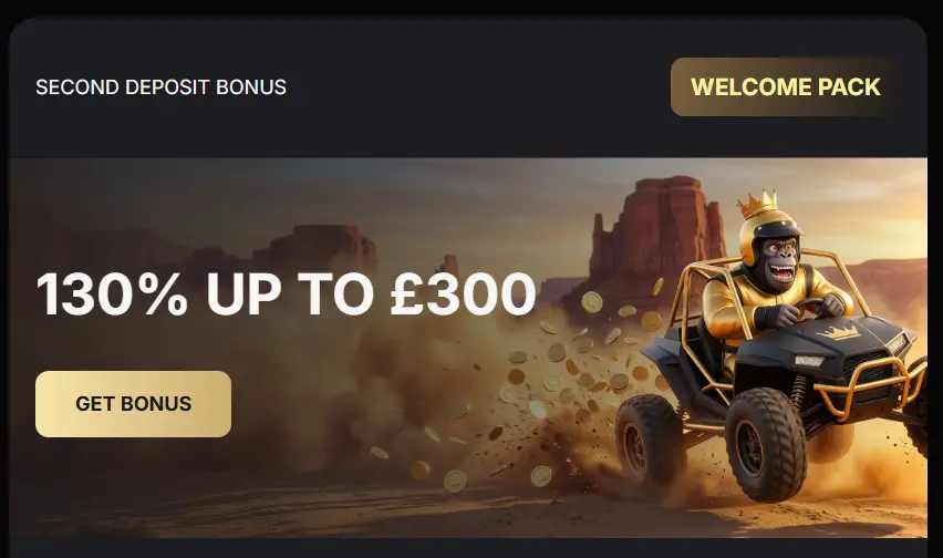 SpinKong second deposit bonus showing the deposit match promotion