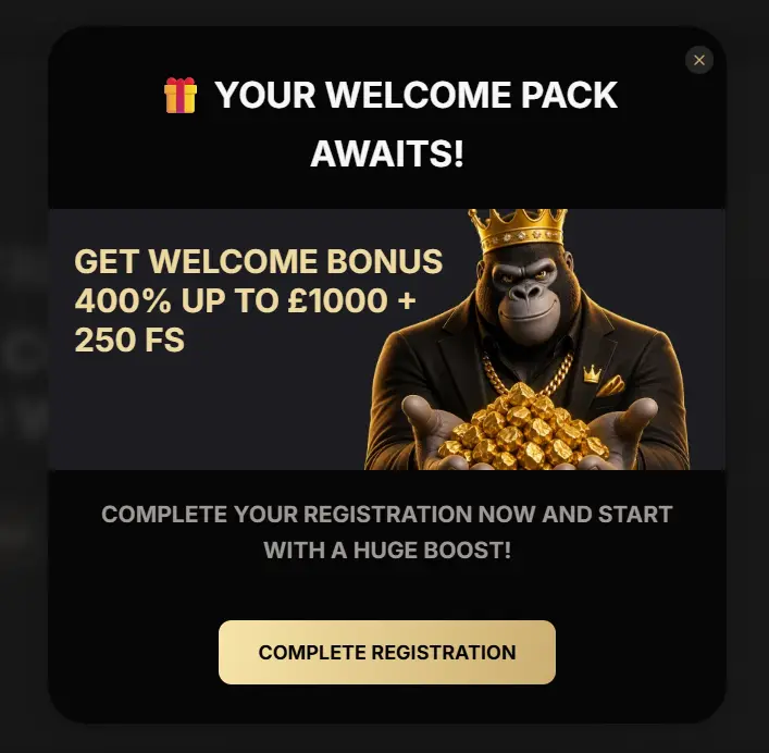 SpinKong Online Casino welcome bonus activation page showing bonus codes and free spins