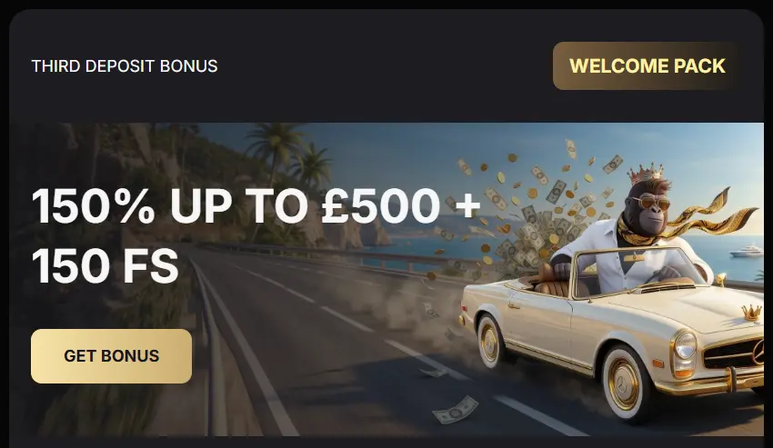 Casino SpinKong third deposit bonus with deposit match and free spins